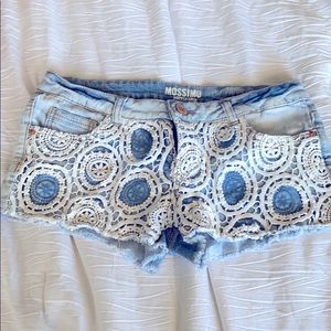 Lace jean shorts
